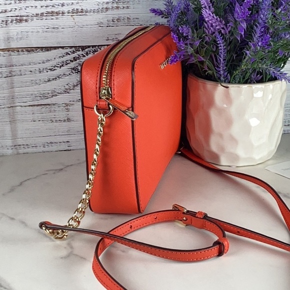 Michael Kors crossbody bag red orange summer small purse GUC - Picture 7 of 11